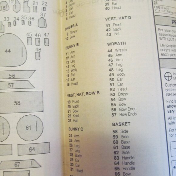 Vtg 1990s Butterick Sewing Craft Pattern 5348 Bunnies, Basket & Wreath UNCUT - Picture 7 of 12
